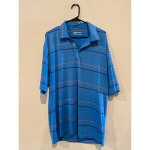 Nike Golf Men's Size Large Fit Dry Striped Short Sleeve Polo Shirt Blue